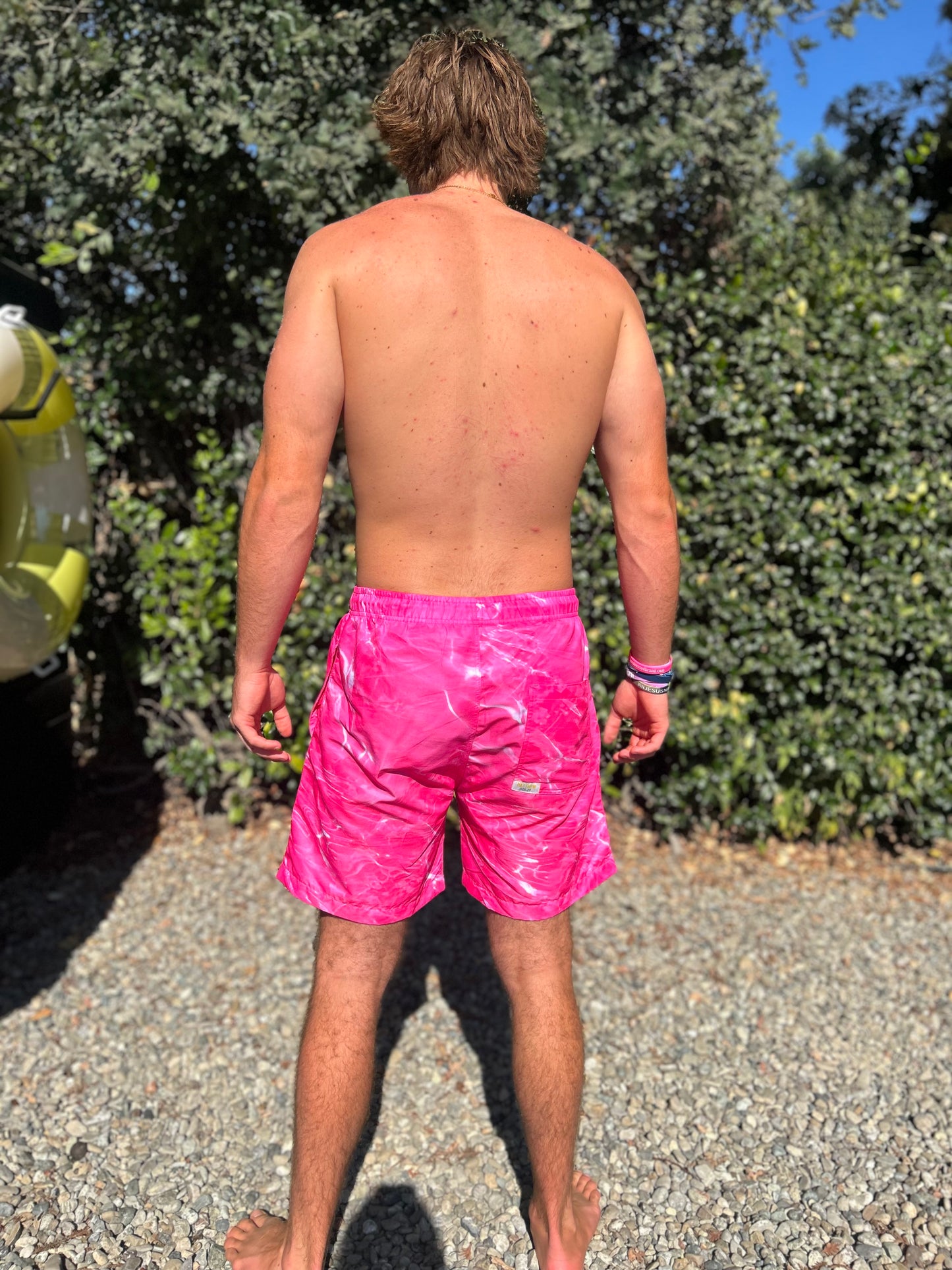 Pink “Walk On Water” Beenblessed Swim Trunks