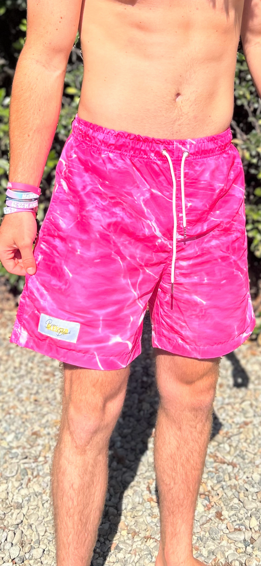 Pink “Walk On Water” Beenblessed Swim Trunks